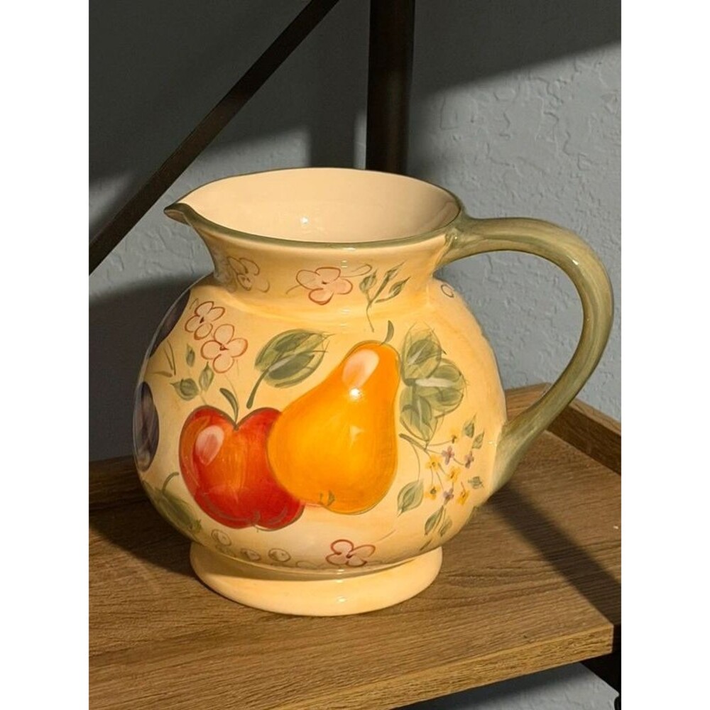 Vtg. 96 oz ceramic stoneware pitcher - Fruit Grove collection by Gibson Designs